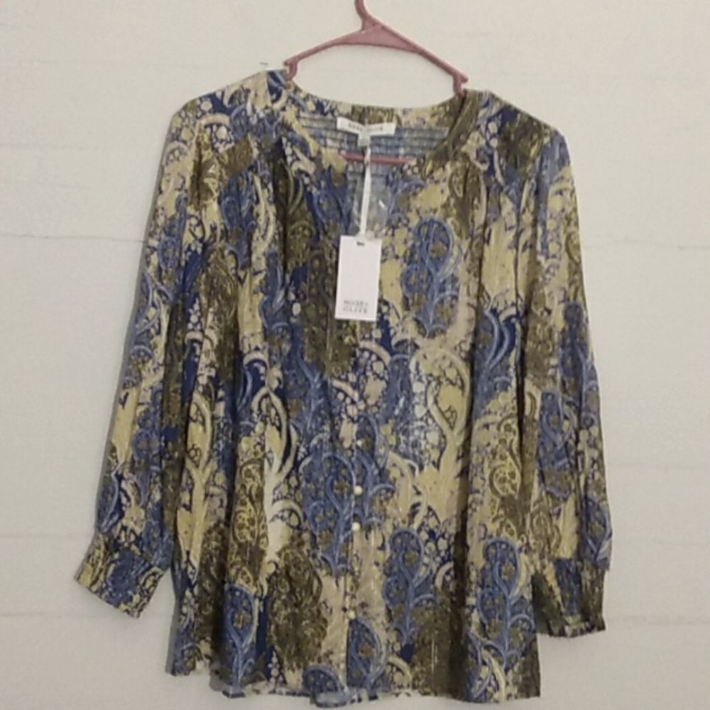 Rose olive blouse sz m